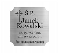 GRAWER Tabliczka Tablica nagrobna nagrobkowa pamiątkowa 20 cm