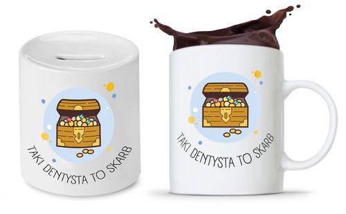 Zestaw Dla Dentysty Stomatologa Kubek + Skarbonka Z Nadrukiem Ze Zdjęciem na Arena.pl
