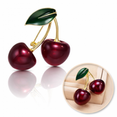 broszka ozdobna złote soczyste wisienki bz158