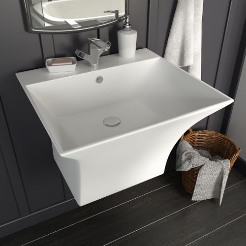 Umywalka ścienna ceramiczna biała 500x450x410mm na Arena.pl
