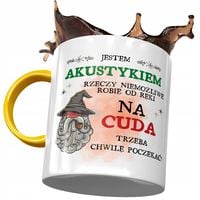 Kubek Żółty Dla Akustyka Trzeba Chwilę Poczekać Z Nadrukiem Ze Zdjęciem