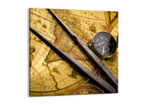 Obraz Na Płótnie - Mapa Kompas - 60X60 Cm - Ac60X60-0146 na Arena.pl