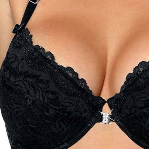 Biustonosz Zapinany z Przodu Push Up Koronkowy Szyty w Polsce Czarny 85C na Arena.pl