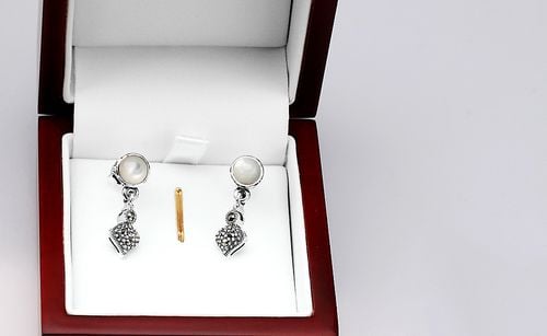 srebrne kolczyki markazyty i masa perłowa - kdm2876 na Arena.pl