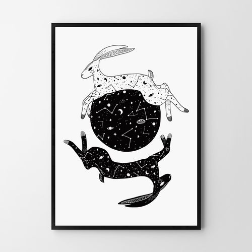 Plakat kosmiczne zające 30x40 cm na Arena.pl