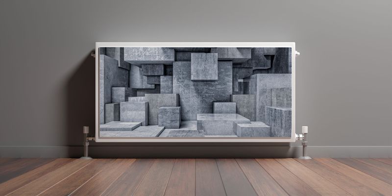 Osłona MAGNETYCZNA Kaloryfera Betonowe Bloki Efekt 3D 100cm x 60cm zdjęcie 3