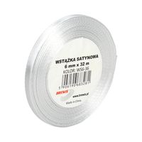 WSTĄŻKA SATYNOWA 6MM X 32M WS6-36 BREWIS SREBRNA