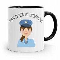 Kubek Czarny Prezent Dla Najlepszej Policjantki Z Nadrukiem Ze Zdjęciem