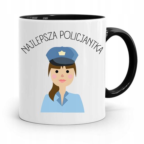 Kubek Czarny Prezent Dla Najlepszej Policjantki Z Nadrukiem Ze Zdjęciem na Arena.pl