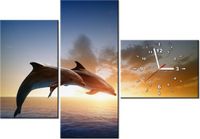 100CM 70CM ZEGAR 3 ELEM DELFINY ŚCIENNY OBRAZ