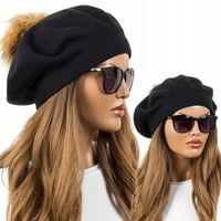 ELEGANCKI BERET CZAPKA DAMSKA PODWÓJNY MATERIAŁ ZIMOWA CIEPŁA PREMIUM