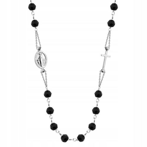 SREBRNY ŁAŃCUSZEK Z KAMIENIAMI, KRZYŻYKIEM I MEDALIKIEM 925 – 1,1MM 45cm na Arena.pl