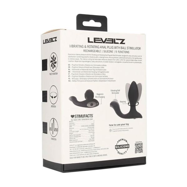 Vibrating And Rotating Silicone Anal Plug With Ball Stimulator - Black zdjęcie 3