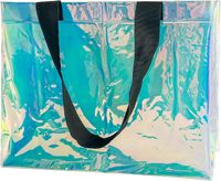 Holograficzna Torba Plażowa Wodoszczelna Lekka Srebrna 45x35x15 cm