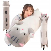 Długi Kotek Kot Maskotka Szara Poduszka Pluszak 150 cm XL Idealny Prezent