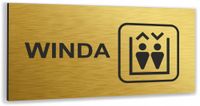 Tabliczka WINDA DOWOLNY NADRUK UV NAPIS Tablica DIBOND informacyjna ZŁOTA