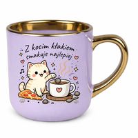 Z kocim kłakiem smakuje najlepiej - elegancki kubek na prezent Fioletowy