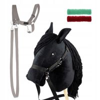 Zestaw Skippi - Hobby Horse czarny i dodatkowy kantar - szary