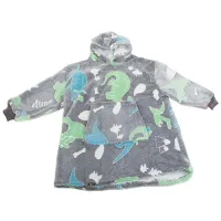 Ciepła bluza szary kocyk dla dziecka junior 2w1 świecąca w ciemności