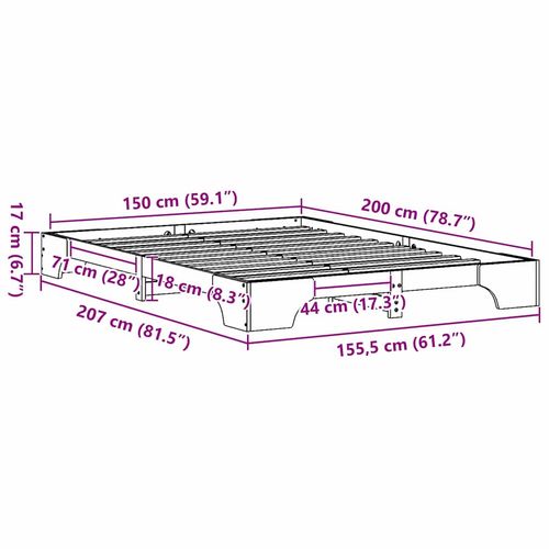 VidaXL Ramka łóżka Biała 150x200 cm z litego drewna sosnowego na Arena.pl