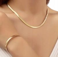 KOMPLET ZŁOTY ŻMIJKI NASZYJNIK BRANSOLETKA STAL CHIRURGICZNA 316 L