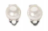 Małe Klipsy Na Uszy Krem Perłowe Okrągłe Szklane Czeskie Perły Ecru Kiara
