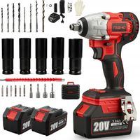 KLUCZ UDAROWY AKUMULATOROWY BEZSZCZOTKOWY do KÓŁ 20V 3A 2xAKU NASADKI 1/2''