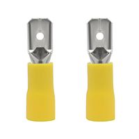 2x Konektor męski 6.3mm z izolacją żółty