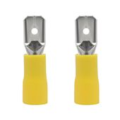 2x Konektor męski 6.3mm z izolacją żółty