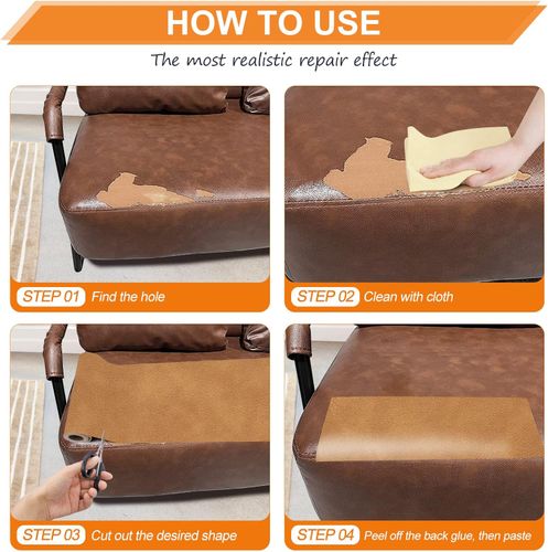 Samoprzylepne Łatki Naprawcze do Skóry Zestaw 2 Sztuki 20x28cm Jasny Brąz na Arena.pl