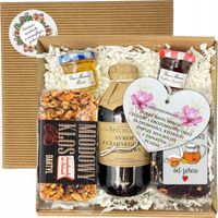 ZESTAW DLA BABCI I DZIADKA HERBAT SYROP KONFITURA MIÓD PUDEŁKO UPOMINEK BOX