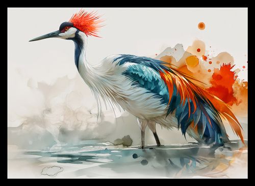 Plakat 35x25cm Żuraw w Akwareli na Arena.pl