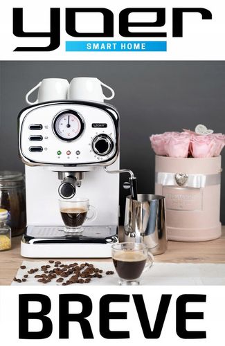 Kolbowy ekspres ciśnieniowy Yoer Breve 1100 W biały na Arena.pl