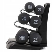 Hantle Hantelki Neoprenowe do ćwiczeń Zestaw ciężarków + Stojak 9kg Zipro