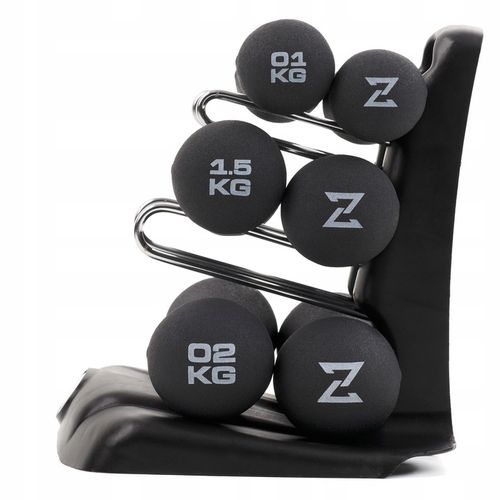 Hantle Hantelki Neoprenowe do ćwiczeń Zestaw ciężarków + Stojak 9kg Zipro na Arena.pl
