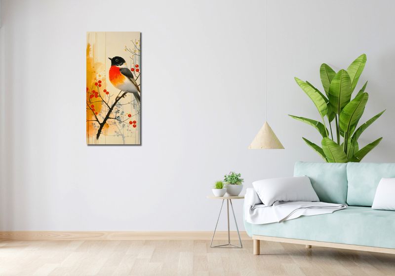 Obraz 40x90cm Jesienny Rudzik zdjęcie 2