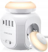 LISTWA ANTYPRZEPIĘCIOWA KOSTKA ZASILAJĄCA OCHRONNA 9w1 Z LAMKĄ NOCNĄ LED !!