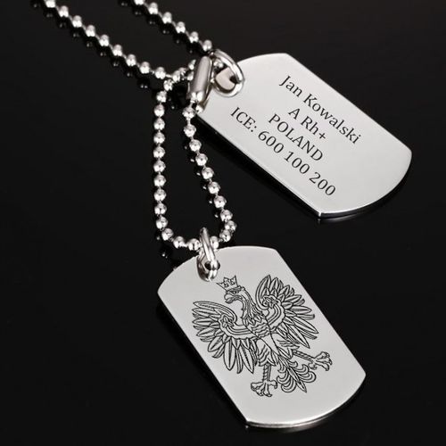 Nieśmiertelnik Wojskowy z Grawerem Podwójny Stal 316L, Męski na Arena.pl