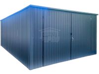 Garaż blaszany 4x5m Brama dwuskrzydłowa - antracyt - dach spad w tył  GP423