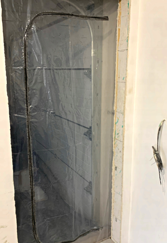 KURTYNA PRZECIWPYŁOWA DRZWI REMONTOWE BUDOWLANE Z  ZAMKIEM +TAŚMA NIEBIESKA na Arena.pl