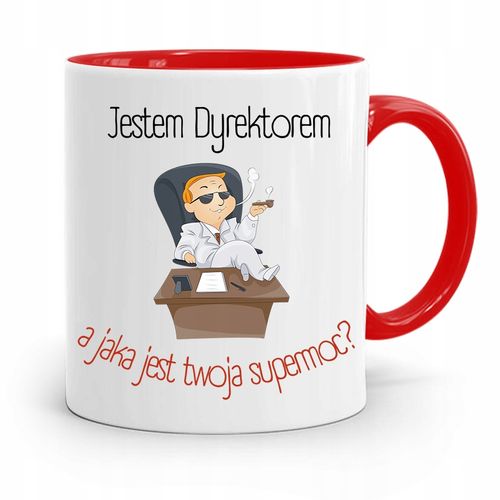 Dla Dyrektora Kubek Czerwony Jestem Dyrektorem Z Nadrukiem Ze Zdjęciem na Arena.pl
