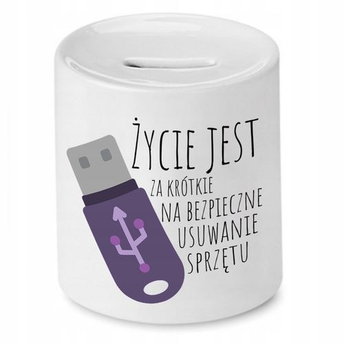 Skarbonka Informatyka Życie Jest Za Krótkie Z Nadrukiem Ze Zdjęciem na Arena.pl