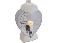 ZNICZ SYN SYNOWI SERCE DEDYKACJA BIAŁY+ŚWIECA LED