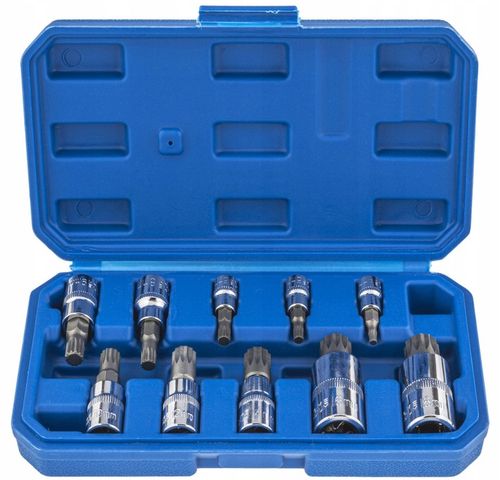 ZESTAW NASADEK SPLINE 1/4 3/8 1/2 M4-M18 XZN 10 ELEMENTÓW WPUSTOWE na Arena.pl