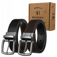 ROVICKY męski pasek dwustronny prawdziwa skóra elegancki na prezent