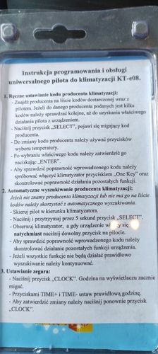 Pilot uniwersalny do klimatyzacji KT-e08 na Arena.pl