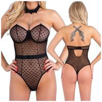 CZARNE BODY W SERDUSZKA Z CHOKEREM SEKSOWE ZMYSŁOWE M