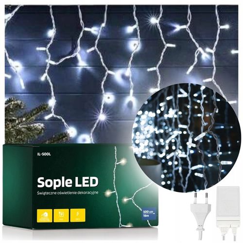 Światełka lampki świąteczne zewnętrzne sople na dom balkon ogrodowe 500 led na Arena.pl