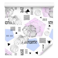 Tapeta wzory geometryczne liście do sypialni salon