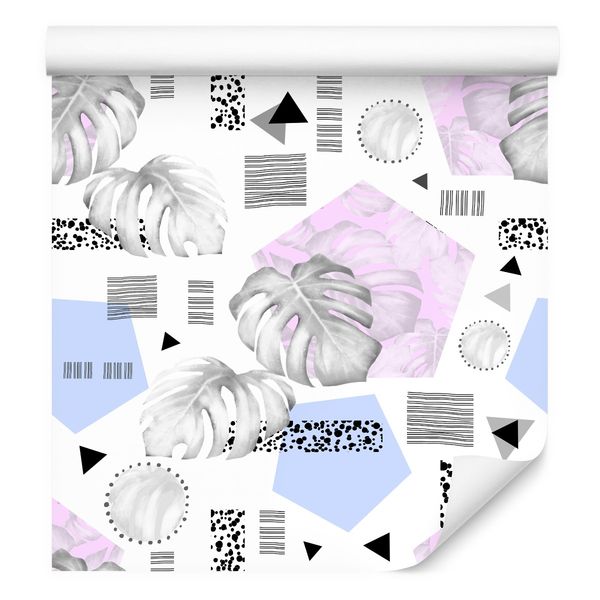 Tapeta wzory geometryczne liście do sypialni salon zdjęcie 1